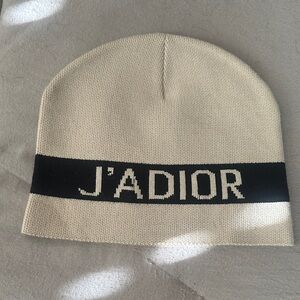 Dior Cream and Black J'ADIOR Knit Beanie